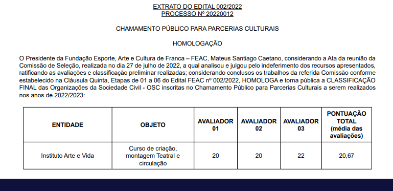 chamamento feac