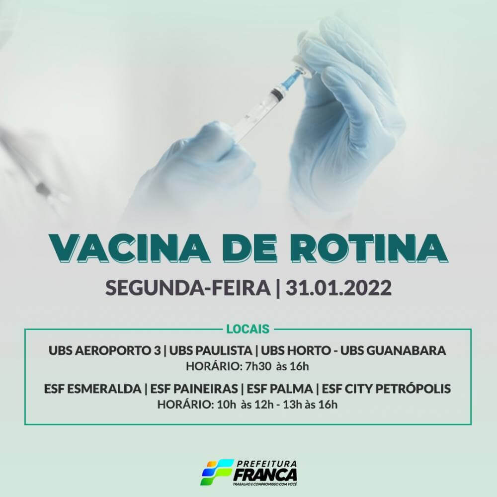 vacina rotina segunda feira